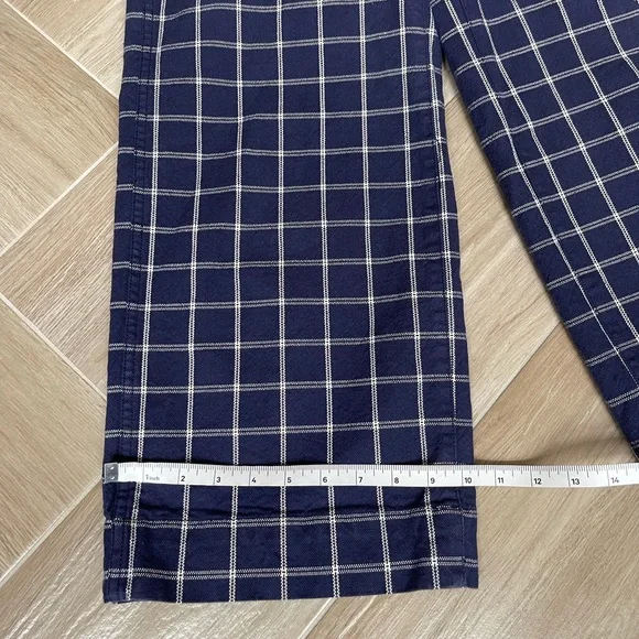 Madewell Plaid Navy High Rise Wide Leg Crop Pants - Picture 12 of 14
